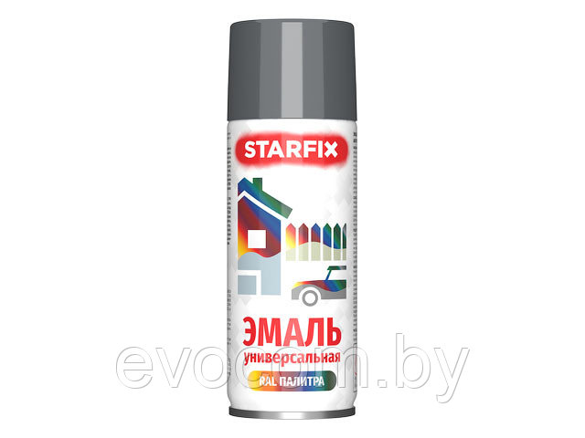 Краска-эмаль аэроз. универсальная серый STARFIX 520мл (7024) (Графитовый серый, глянцевая) - фото 1 - id-p199242462