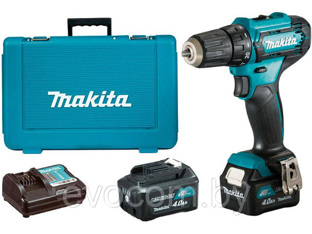 Аккум. дрель-шуруповерт MAKITA DF 333 DWME в чем. (12.0 В, 2 акк., 4.0 А/ч Li-Ion, 2 скор., 30 Нм, шурупы до 8