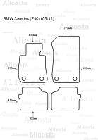 Ворсовые автоковрики BMW 3-series (E90) (05-12) Салон, Premium, Черный