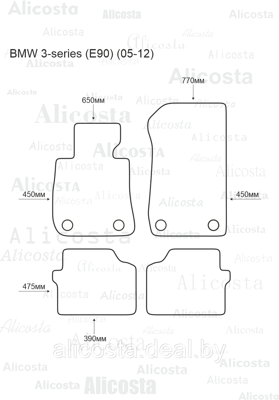 ЭВА автоковрики BMW 3-series (E90) (05-12) Салон, Шестиугольник, Черный - фото 1 - id-p199175755