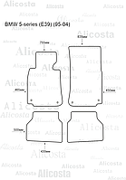 ЭВА автоковрики BMW 5-series (E39) (95-04) Салон, Шестиугольник, Черный