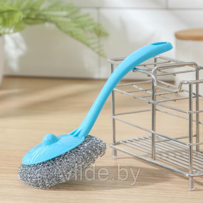 Губка для мытья посуды с ручкой «Бублик», цвет МИКС