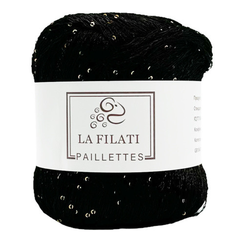 Пряжа с пайетками La Filati Paillettes цвет s052 черный - фото 1 - id-p199244225