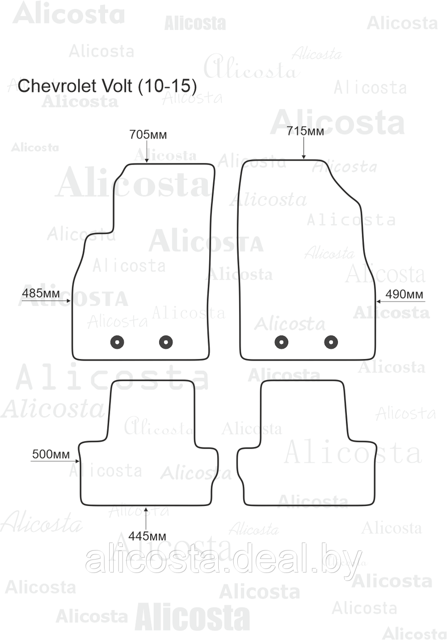 Ворсовые автоковрики Chevrolet Volt (10-15) Салон, Standart, Черный - фото 1 - id-p199180803