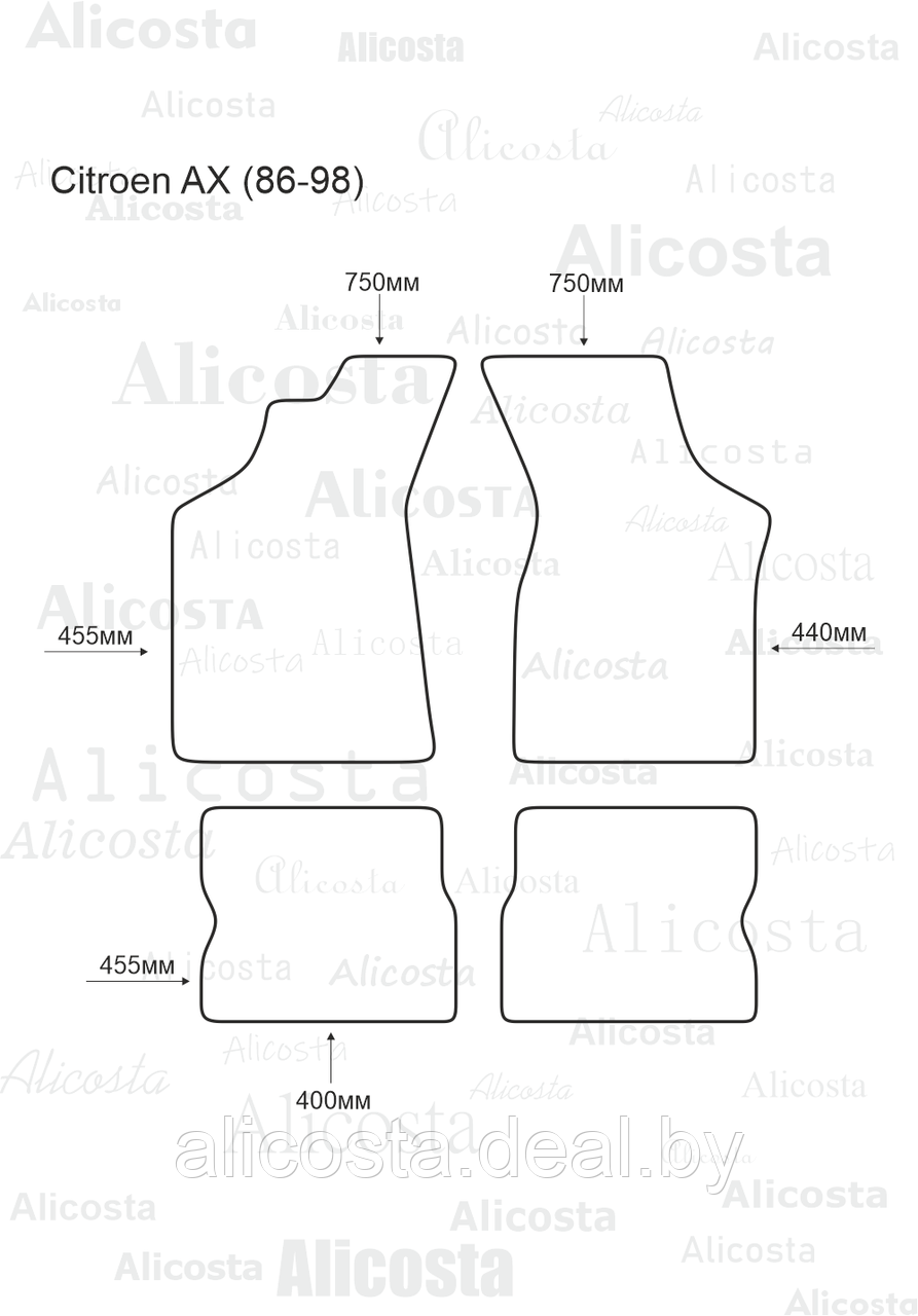 ЭВА автоковрики Citroen AX (86-98) Салон, Шестиугольник, Черный - фото 1 - id-p199180973