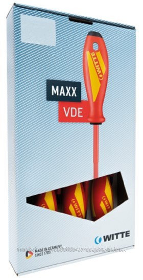 Набор диэлектрических отверток WITTE MAXX VDE 5 пр. SL/PH1+2 - фото 1 - id-p199245293