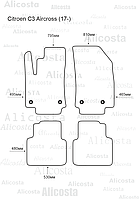ЭВА автоковрики Citroen C3 Aircross (17-) Салон, Шестиугольник, Черный