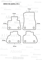 ЭВА автоковрики BMW X5 (G05) (18-) Салон, Шестиугольник, Черный