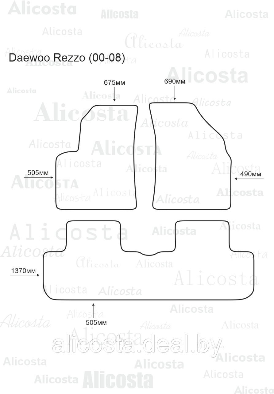 Ворсовые автоковрики Daewoo Rezzo (00-08) Салон, Premium, Черный - фото 1 - id-p199181416