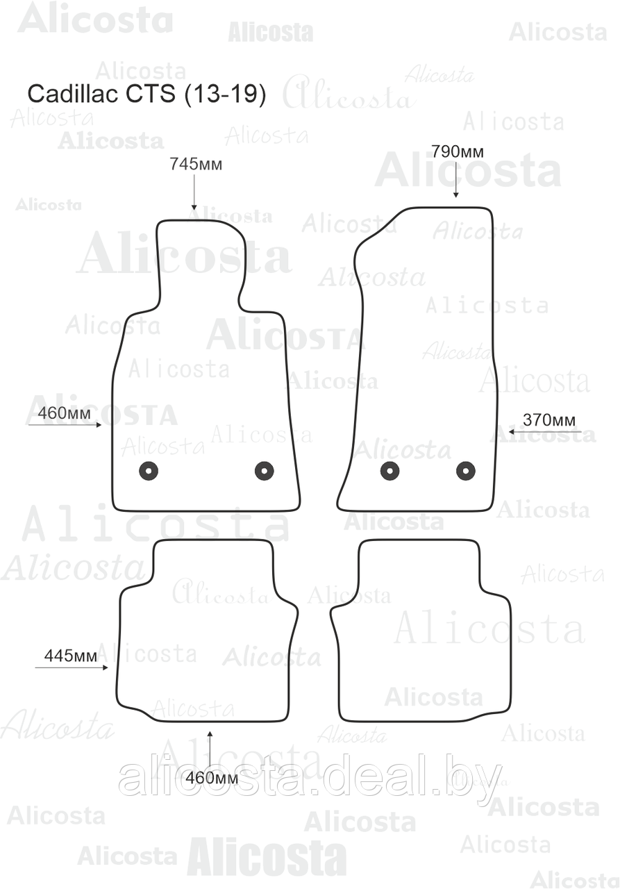 Ворсовые автоковрики Cadillac CTS (13-19) Салон, Standart, Черный - фото 1 - id-p199180128