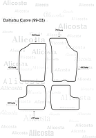 ЭВА автоковрики Daihatsu Cuore (99-03) Салон, Шестиугольник, Серый