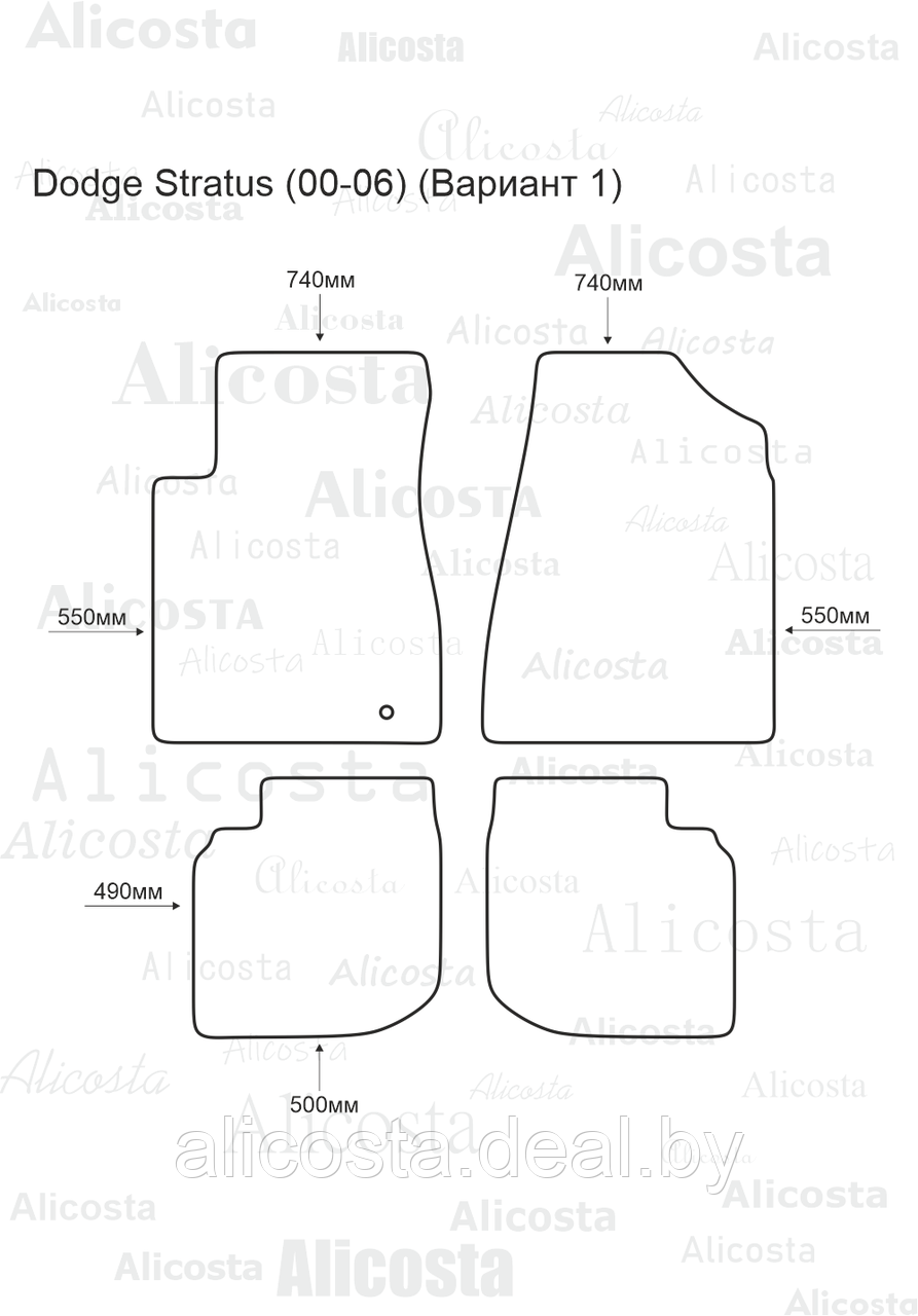 Ворсовые автоковрики Dodge Stratus (00-06) (Вариант 1) Салон, Premium, Черный - фото 1 - id-p199181904