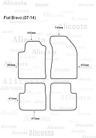 ЭВА автоковрики Fiat Bravo (07-14) Салон, Шестиугольник, Черный
