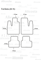 Ворсовые автоковрики Fiat Doblo (00-15) Салон, Standart, Черный