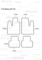 ЭВА автоковрики Fiat Doblo (00-15) Салон, Шестиугольник, Черный