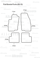 ЭВА автоковрики Fiat Grande Punto (05-12) Салон, Шестиугольник, Черный