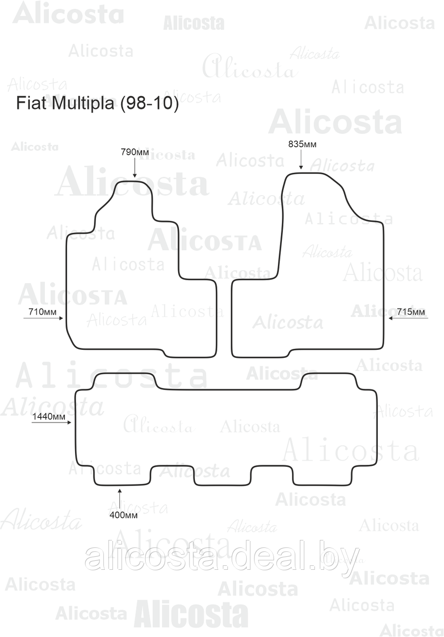 Ворсовые автоковрики Fiat Multipla (98-10) Салон, Standart, Черный - фото 1 - id-p199182014