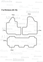 ЭВА автоковрики Fiat Multipla (98-10) Салон, Шестиугольник, Черный