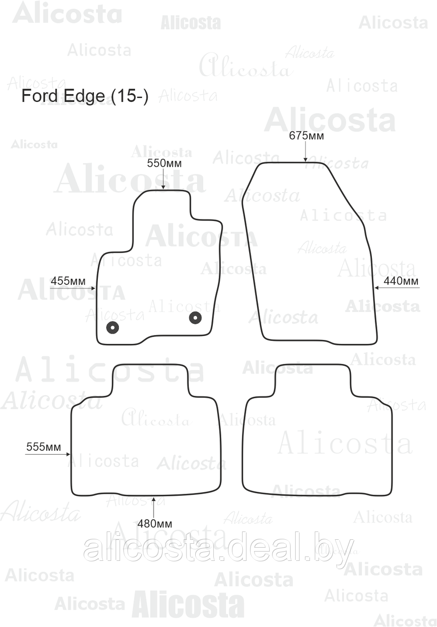 ЭВА автоковрики Ford Edge (15-) Салон, Шестиугольник, Черный - фото 1 - id-p199182382