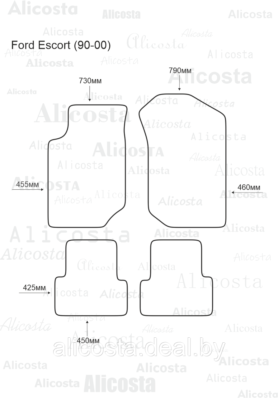 Ворсовые автоковрики Ford Escort (90-00) Салон, Premium, Черный - фото 1 - id-p199182423