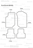 ЭВА автоковрики Ford Escort (90-00) Салон, Шестиугольник, Черный
