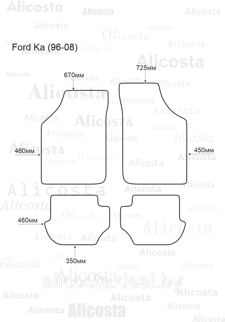 ЭВА автоковрики Ford Ka (96-08) Салон, Ромб, Черный - фото 1 - id-p199183140