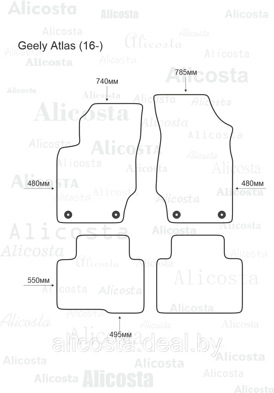 Ворсовые автоковрики Geely Atlas (16-) Салон, Standart, Черный - фото 1 - id-p199183314