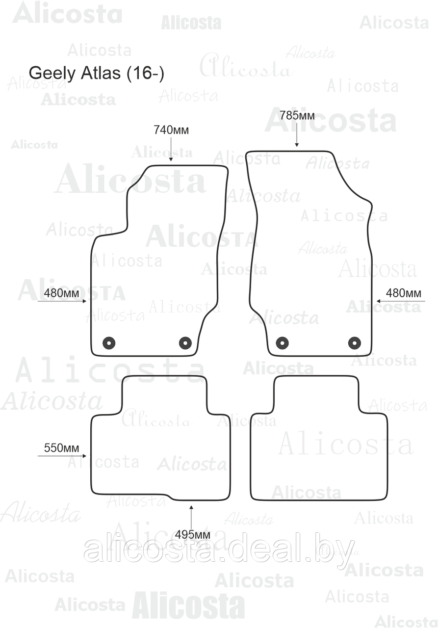 ЭВА автоковрики Geely Atlas (16-) Салон, Шестиугольник, Черный - фото 1 - id-p199183316