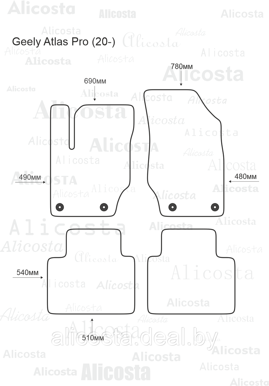 Ворсовые автоковрики Geely Atlas Pro (20-) Салон, Standart, Черный - фото 1 - id-p199183323