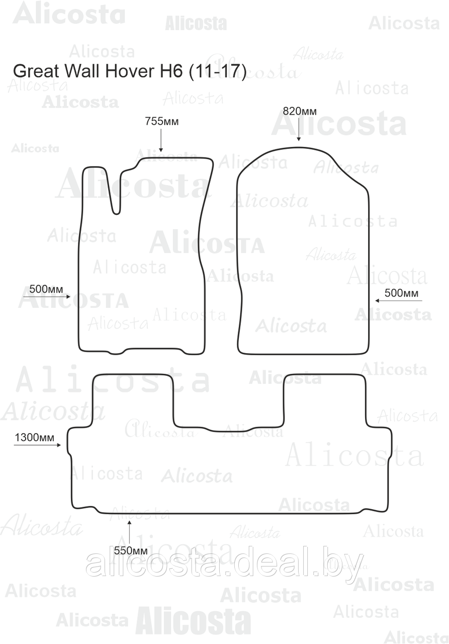 ЭВА автоковрики Great Wall Hover H6 (11-17) Салон, Шестиугольник, Черный - фото 1 - id-p199183810