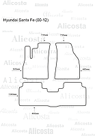 ЭВА автоковрики Hyundai Santa Fe (00-12) Салон, Шестиугольник, Черный