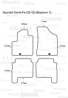 Ворсовые автоковрики Hyundai Santa Fe (05-12) (Вариант 1) Салон, Premium, Черный