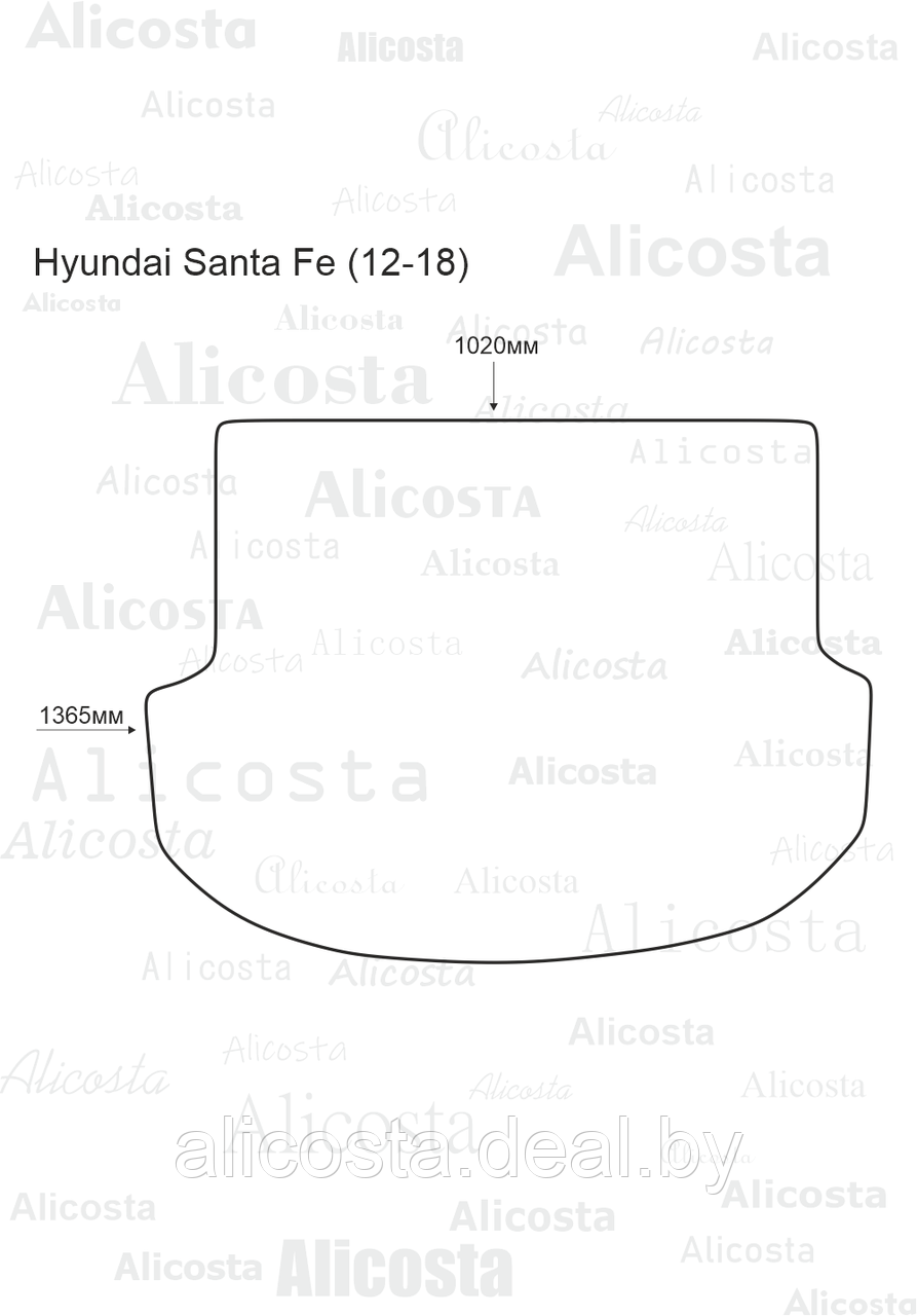 Ворсовый автоковрик Hyundai Santa Fe (12-18) Багажник, Premium, Черный - фото 1 - id-p199186485
