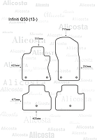 ЭВА автоковрики Infiniti Q50 (13-) Салон, Шестиугольник, Черный
