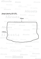 Ворсовый автоковрик Jeep Liberty (01-07) Багажник, Premium, Черный