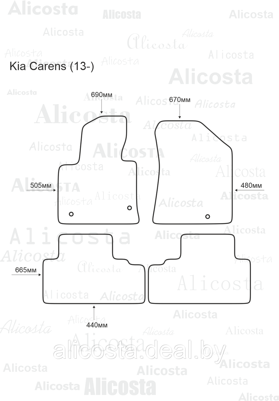 Ворсовые автоковрики Kia Carens (13-) Салон, Premium, Черный - фото 1 - id-p199187235