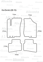 Ворсовые автоковрики Kia Cerato (08-13) Салон, Premium, Черный