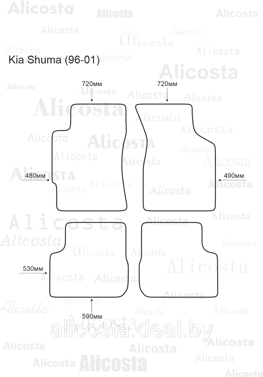 ЭВА автоковрики Kia Shuma (96-01) Салон, Шестиугольник, Черный - фото 1 - id-p199187640
