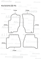 ЭВА автоковрики Kia Sorento (02-11) Салон, Шестиугольник, Черный