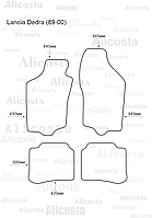 Ворсовые автоковрики Lancia Dedra (89-00) Салон, Standart, Серый