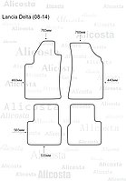 Ворсовые автоковрики Lancia Delta (08-14) Салон, Standart, Серый