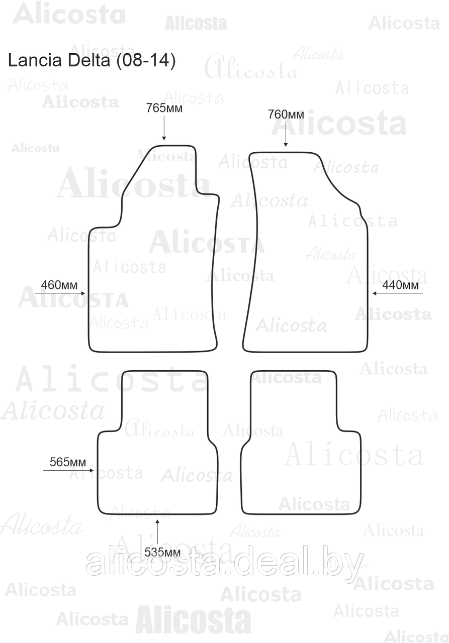 ЭВА автоковрики Lancia Delta (08-14) Салон, Шестиугольник, Черный - фото 1 - id-p199188000