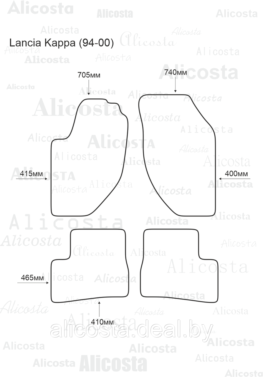 ЭВА автоковрики Lancia Kappa (94-00) Салон, Шестиугольник, Черный - фото 1 - id-p199188009