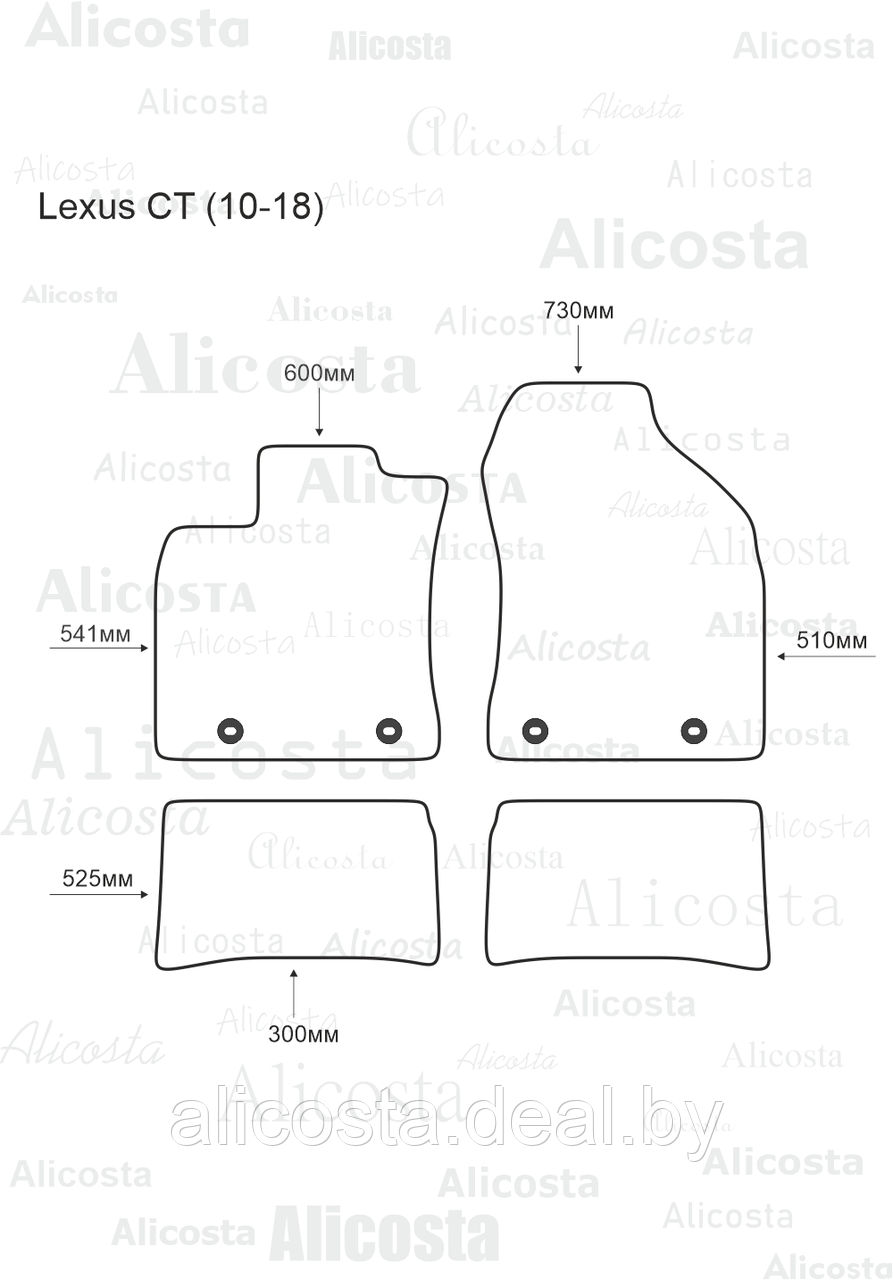 Ворсовые автоковрики Lexus CT (10-18) Салон, Premium, Черный - фото 1 - id-p199188417