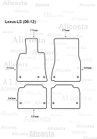 Ворсовые автоковрики Lexus LS (06-12) Салон, Standart, Серый