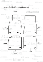 ЭВА автоковрики Lexus LS (12-17) (Long) (4 места) Салон, Шестиугольник, Черный