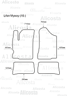 ЭВА автоковрики Lifan Myway (16-) Салон, Шестиугольник, Черный