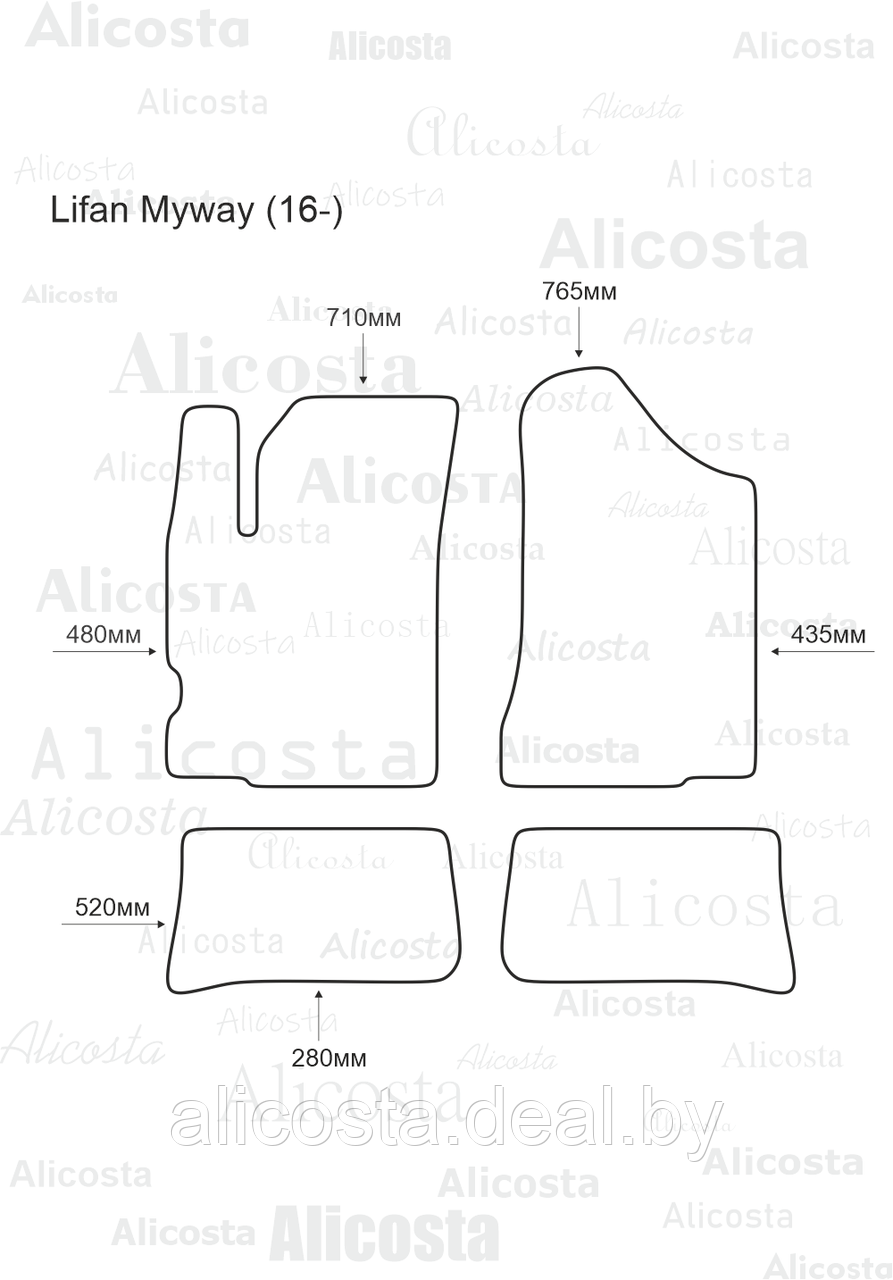 ЭВА автоковрики Lifan Myway (16-) Салон, Шестиугольник, Черный - фото 1 - id-p199188977