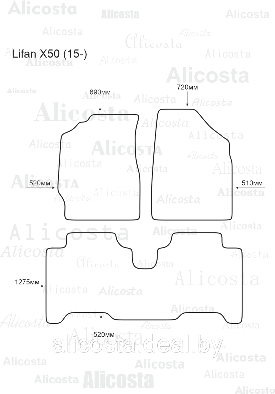 ЭВА автоковрики Lifan X50 (15-) Салон, Шестиугольник, Серый - фото 1 - id-p199189005