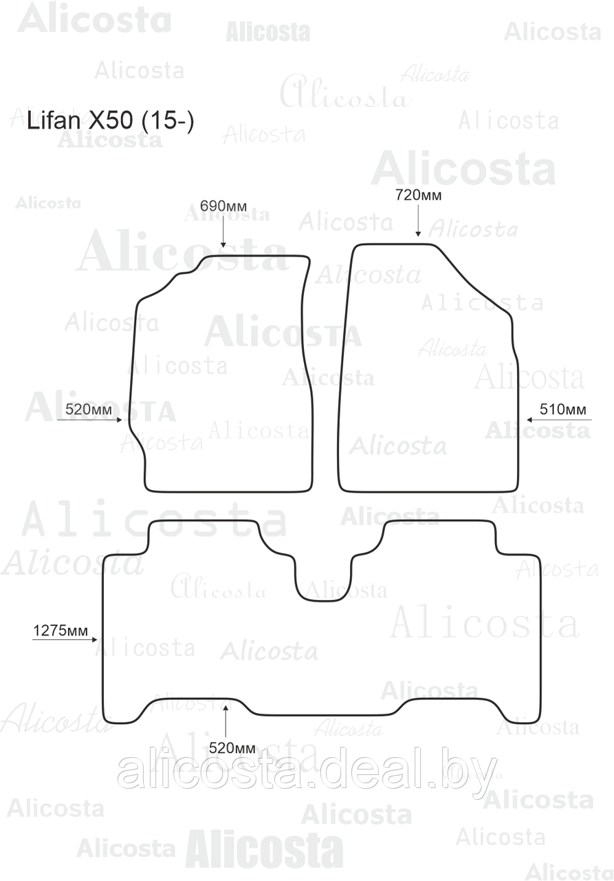 ЭВА автоковрики Lifan X50 (15-) Салон, Ромб, Серый - фото 1 - id-p199189007